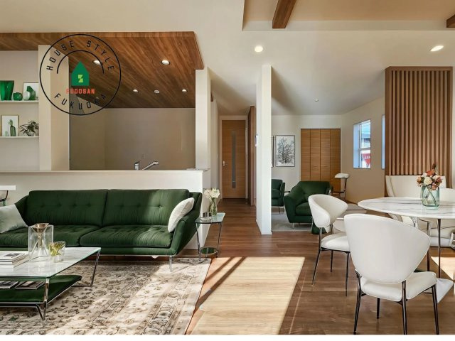 大野城市つつじヶ丘3丁目第1-2棟（1号棟）の居間・リビング|多くの時間を過すことになるリビングだからこそ、いつも穏やかな空間・解放感が味わえ毎日が充実します。※家具はCGを合成したものです。