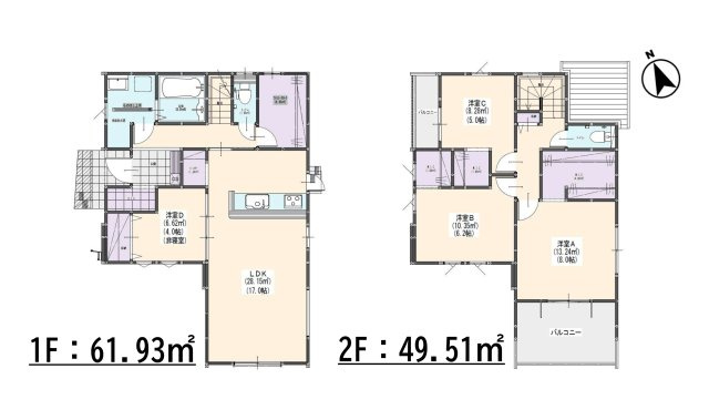 糟屋郡須恵町大字旅石第25-1棟(１号棟)の区画図|配置図