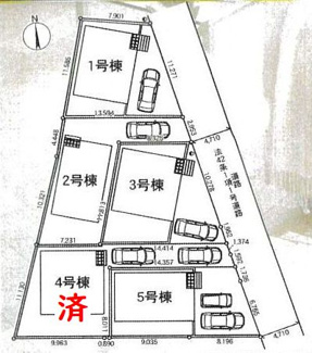 【区画図】 | 愛川町中津  1号棟 第134 | 1号棟　東側約4.7ｍ公道　駐車1台（車種によります）　敷地面積35.7坪