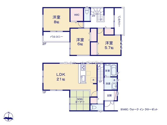 【間取り】 | 春日井市気噴町５丁目1-7『仲介料無料』新築戸建て | 1号棟