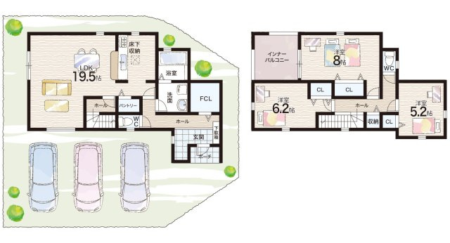 姫路市御立中　第4期　新築一戸建ての間取り|1号地