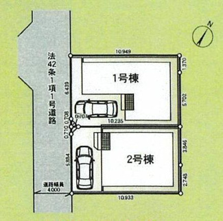 【区画図】 | 南区相武台3丁目  1号棟 第23 | 1号棟　南西側約4ｍ公道　駐車1台（車種によります）　敷地面積23.5坪　※協定地あり