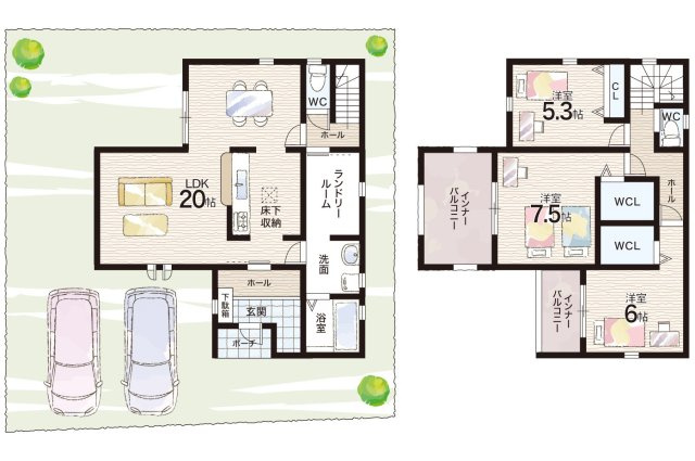 姫路市御立中　第4期　新築一戸建ての間取り|2号地