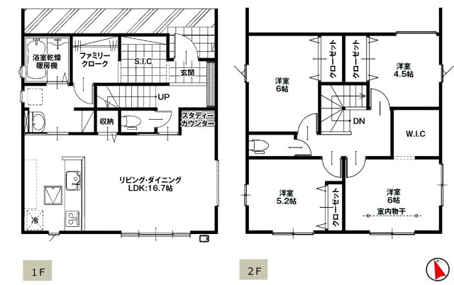 K-BOX　前橋市南町１期　１号棟　新築住宅の間取り|収納充実♪２階に４部屋の4LDKで陽当たり良好な間取りです！
土地面積171.83㎡、建物面積104.33㎡で十分な広さです！

