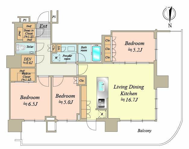 50階建て35階部分　78.82㎡、3LDK、東×北 角部屋住戸