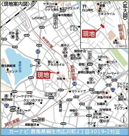 新築戸建・新築建売　桐生市広沢町2丁目【制震+耐震】桜木小・桜木中の地図