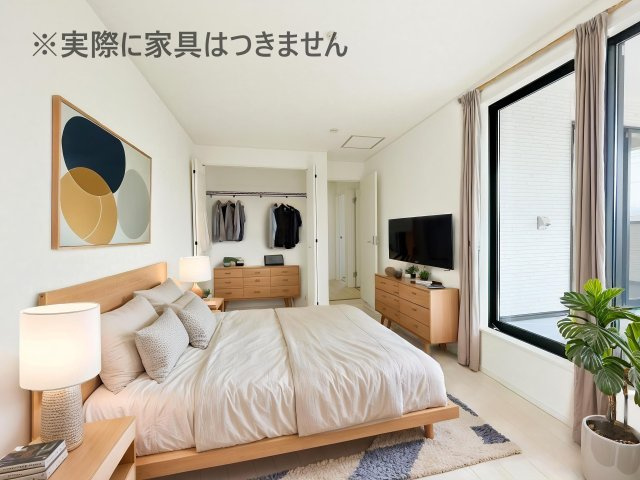 新築戸建・新築建売　桐生市広沢町2丁目【制震+耐震】桜木小・桜木中の洋室|画像はバーチャルホームステージングの加工による演出で、実際の家具は付きません。