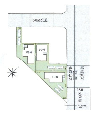 仲介手数料無料　桶川市上日出谷南３丁目13番1　新築戸建　全３棟の区画図