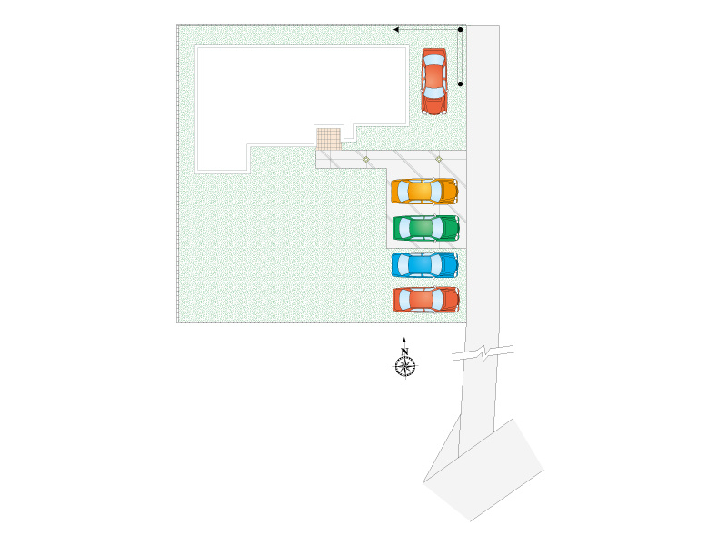 《2号棟　有効敷地面積396.43㎡（119.92坪）、協定道路73.37㎡／共有地2.77㎡(持分1/2)》日当たり良好でゆとりあるお庭！BBQやプール遊ぶをめいっぱい楽しめます♪お車5台駐車可能◎