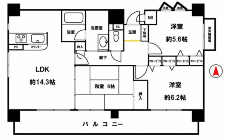 ネオグランデ坂田町姫路駅北　　JR「姫路駅」徒歩14分の間取り