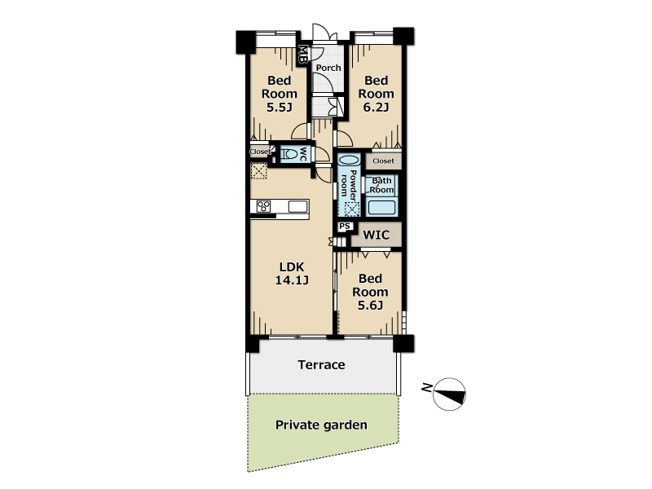 【間取り】 | サンクレイドル志木　(丸井志木店) | 南西向き・専用庭付き住戸で陽当たり良好。ガーデニングや家庭菜園も楽しめます。