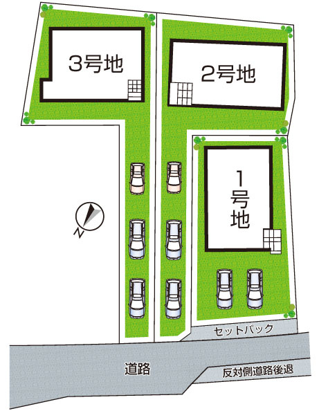 京都市西京区山田北ノ町　第1期　新築一戸建ての区画図|全3区画
