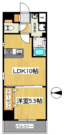 久留米市東町の賃貸マンションの間取り