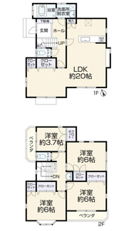 【間取り】 | 再生住宅　市川市北方町４丁目　角地ＬＤＫ２０帖  | 収納充実！暮らしやすい間取り設計