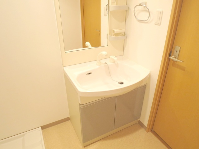 リバーハウスキヘイの洗面所|シャワー付きの洗面台完備は嬉しいですね♪