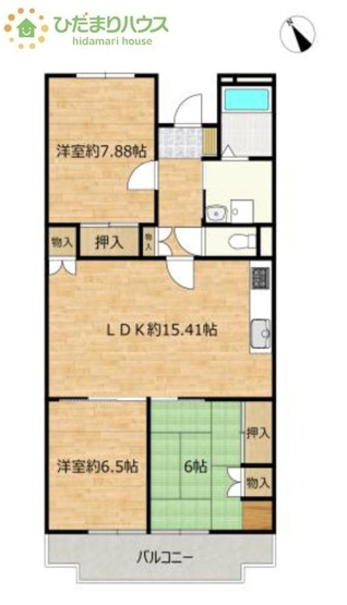 【間取り】 | ハイマート天王台Ｂ棟 | 全居室6帖以上！ゆとりのある3LDK☆