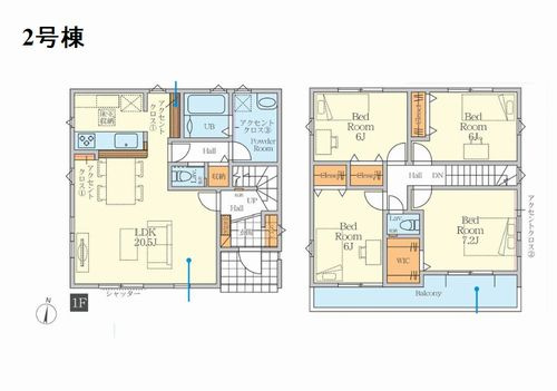 【間取り】 | 【仲介手数料０円】茅ヶ崎市円蔵3期　新築一戸建て　2号棟　全2棟 | 2号棟　茅ヶ崎市円蔵3期　新築一戸建て　2号棟　全2棟