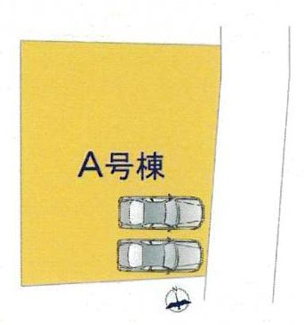 【区画図】 | 大和市福田  1号棟 | 東側約3.7ｍ公道　駐車並列2台（車種によります）　敷地面積38.5坪　※セットバック持分（4.01㎡）あり