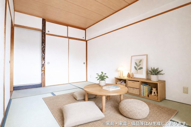 ライオンズマンション姫路東今宿の和室|和室　※家具はAIで生成しております。実際には付帯しません。配置をお約束するものではございません。
