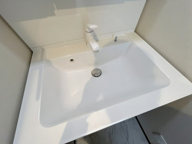 八潮市古新田　新築戸建　全1棟の独立洗面台|シャワードレッサーでお掃除もラクラク