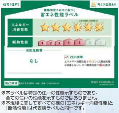 【省エネ性能ラベル】 | 葛飾区西水元６丁目新築戸建【幸田小学校：6分】 | 省エネ性能ラベル・ZEH水準
