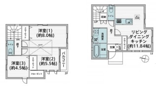川島町上井草　中古一戸建ての間取り|川島町上井草　中古一戸建て、3LDK、土地面積231.58m2、建物面積80.32m2