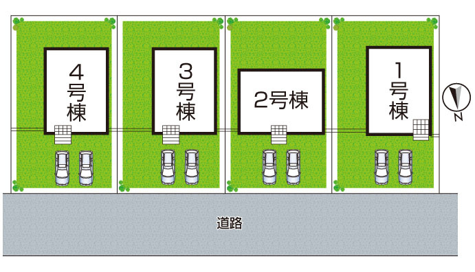 亀山市羽若町　第1期　新築一戸建ての区画図|全4区画