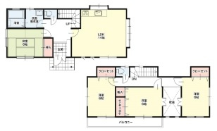 北本市中丸　1期　中古一戸建ての間取り|北本市中丸　1期　中古一戸建て、4LDK、土地面積154.45m2、建物面積98.95m2