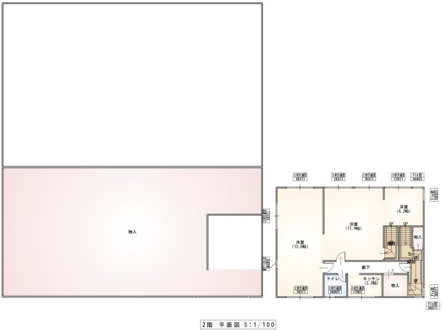 【高松市十川東町】住居・倉庫付き事務所の間取り