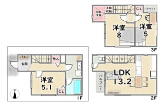 【間取り】 | 下京区坊門町 | 《A号棟》
