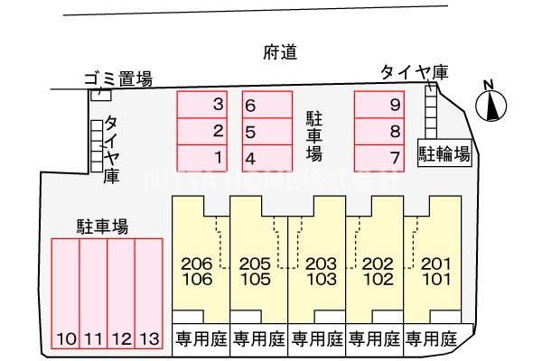 京丹後市大宮町周枳のアパートの区画図|平面図です＊