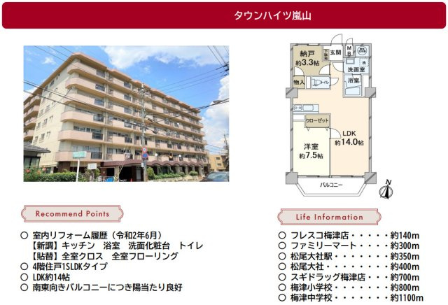 タウンハイツ嵐山の間取り