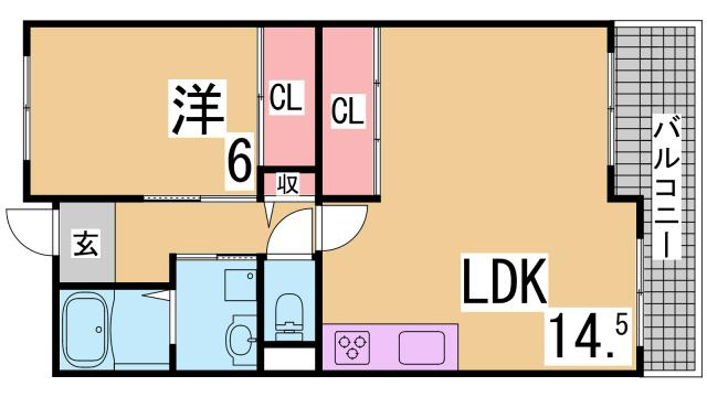 神戸市兵庫区西出町１丁目の賃貸マンションの間取り