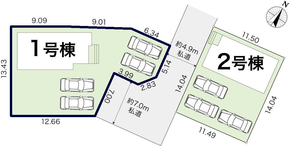 土佐市蓮池 -3期2棟1- 新築戸建ての区画図