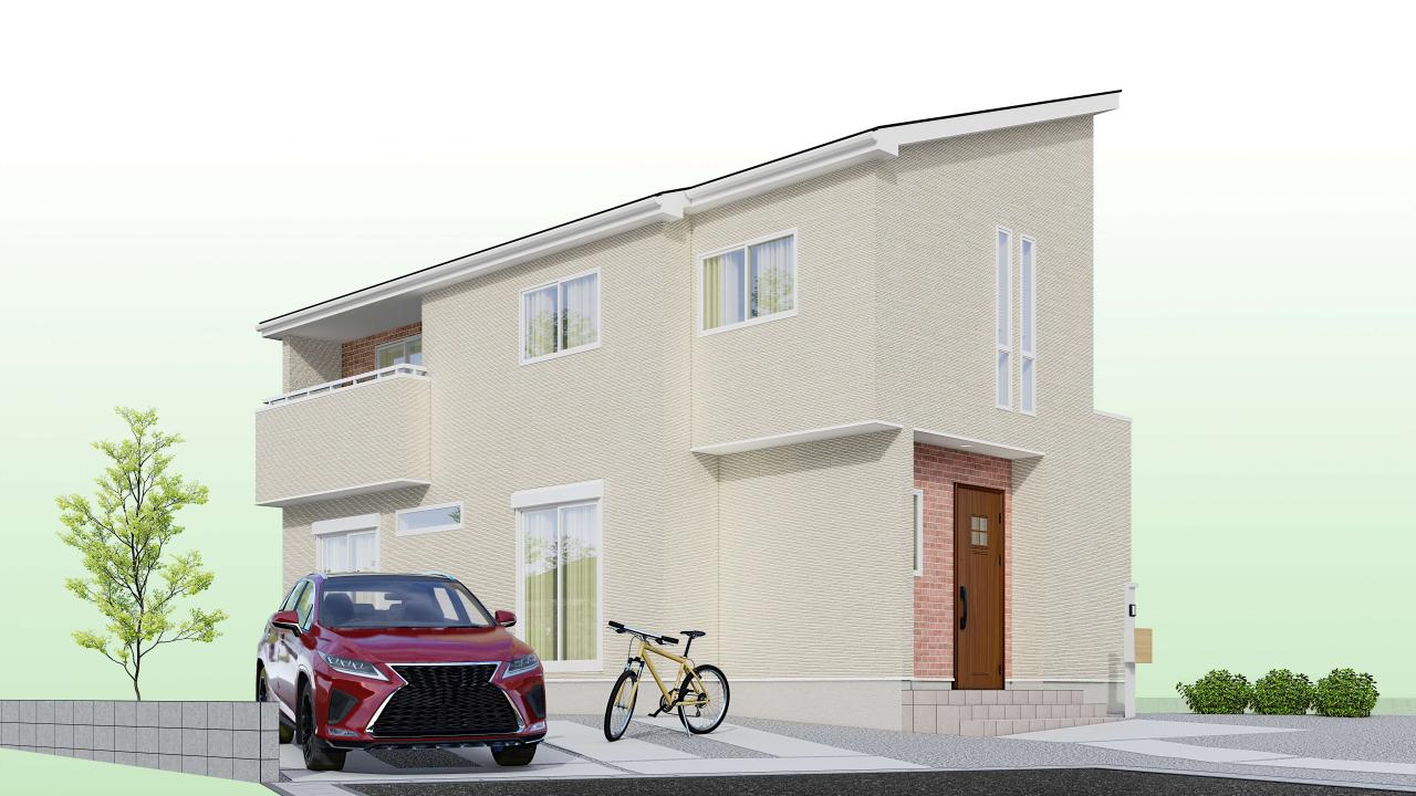土佐市蓮池 -3期2棟1- 新築戸建ての外観パース|外観パースです