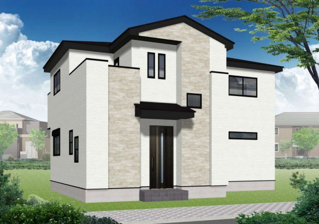 横浜市南区永田山王台　新築戸建【仲介手数料無料】カースペース2台の外観パース