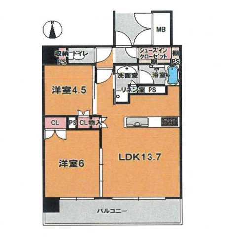 ブランズタワー御堂筋本町の間取り