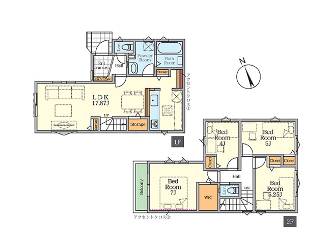 【間取り】 | 志木市柏町1丁目　新築一戸建住宅　全2棟　(志木本店) | LDKにはスタディカウンター付きで、お子さまの勉強やテレワークにも便利。キッチン横・リビング横には収納を設け、日々の片付けもスムーズです。