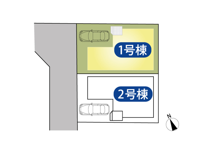 【区画図】 | 志木市柏町1丁目　新築一戸建住宅　全2棟　(志木本店) | 整形地に立地。志木第三小学校まで徒歩5分（約350m）、志木中学校まで徒歩8分（約600m）で、通学も安心です。