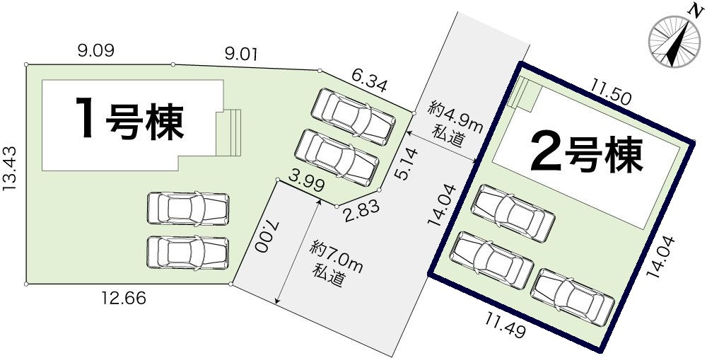 土佐市蓮池 -3期2棟2- 新築戸建ての区画図|２号棟
