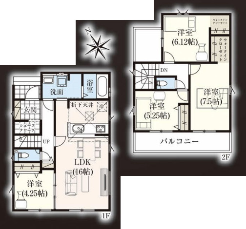 【区画図】 | 久喜市南7期　GRAFARE DESIGN　新築戸建　全2棟　1号棟