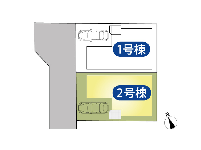 【区画図】 | 志木市柏町1丁目　新築一戸建住宅　全2棟　(志木本店) | 整形地に立地。志木第三小学校まで徒歩5分（約350m）、志木中学校まで徒歩8分（約600m）で、通学も安心です。