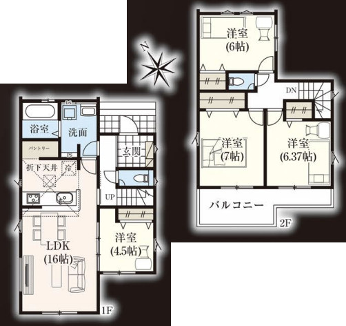 【間取り】 | 久喜市南7期　GRAFARE DESIGN　新築戸建　全2棟　2号棟