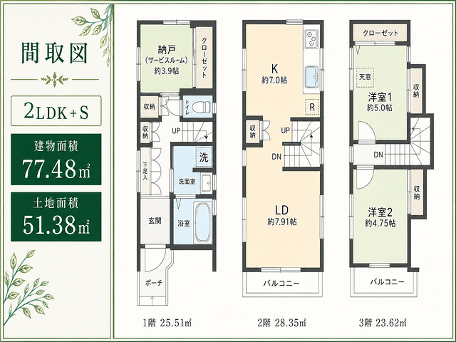 世田谷区千歳台5丁目の間取り|各部屋クローゼット付の2ＬＤＫ＋Ｓ。お子さまも憧れの個室が持てます。ただ暮らすだけでなく、快適さを求めて毎日気持ちの良い日々を。