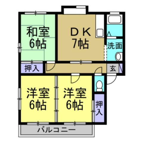 ガーデンヒルズの間取り|反転間取りとなります。