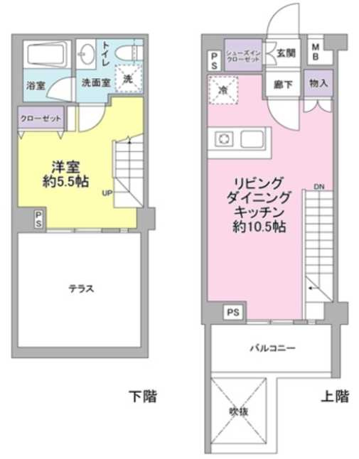 サンピエス桜新町　メゾネット　テラス　駐車場