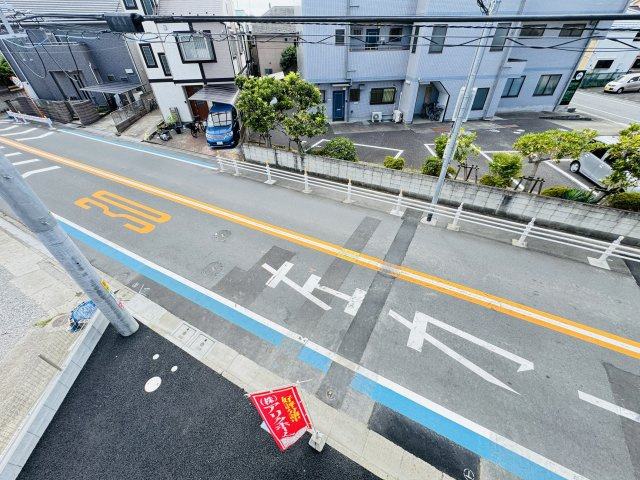 葛飾区西水元６丁目新築戸建【幸田小学校：6分】の展望|バルコニーより道路側眺望・南道路で日当たり良好♪