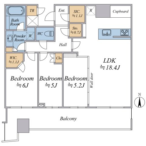 【間取り】 | パークタワー晴海　44階 | 44階、全室南向きの３LDK！所有者様居住中ですがご内覧も承ります。見晴らしが良く、共用部も充実！大変きれいにお使いです。
