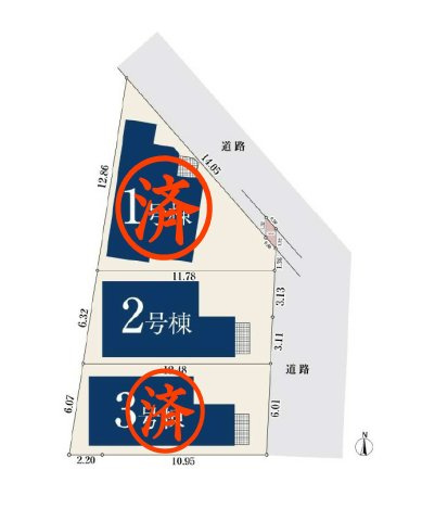 杉並区阿佐谷北6丁目　低層エリアの閑静な住宅街　限定3棟の区画図