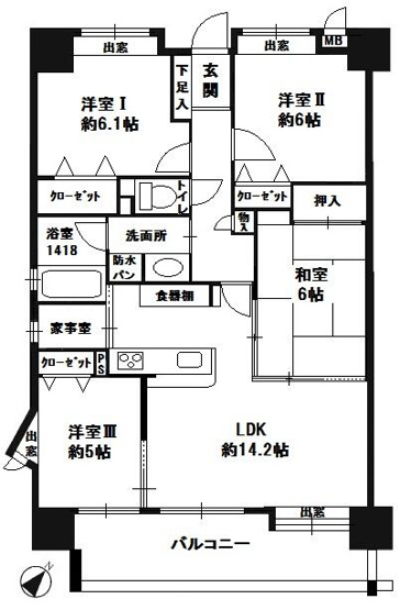 【間取り】 | エバーライフネアシティ筑紫野 | 2000年築、広さ約82平米超4LDK【ペット可】【駐車場空き有】【二日市東小】